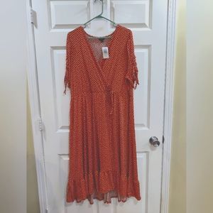 Torrid Brown Dot Midi Studio Knit Wrap Dress NWT!